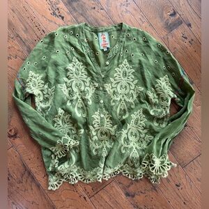 Johnny Was green shirt